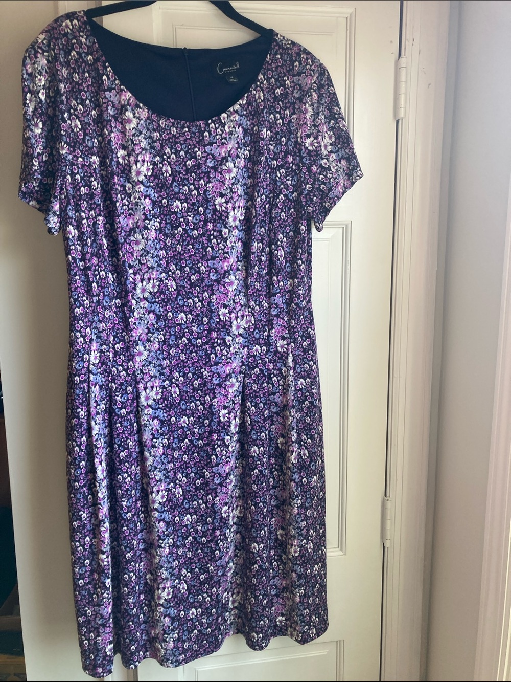 Connected Apparel Purple Floral Fit and Flare Dress